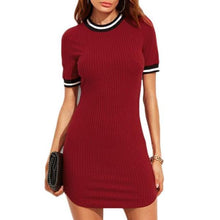 Women Casual Burgundy Striped Dress