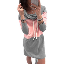 Women Turtleneck Casual Mini Hoodie Dress