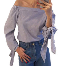 Women Off Shoulder Striped Blouse