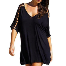Women Mini Dress V-neck Big Size Casual