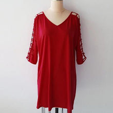Women Mini Dress V-neck Big Size Casual