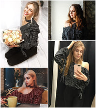Women One Shoulder Polka Dot Blouse