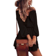 Women Boho Chiffon Dress Slash Neck
