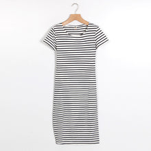 Women Dress Striped Round Neck Bodycon