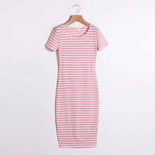 Women Dress Striped Round Neck Bodycon