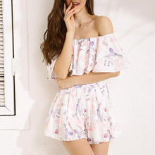 Women Off Shoulder Floral Print Casual Jumpsuit