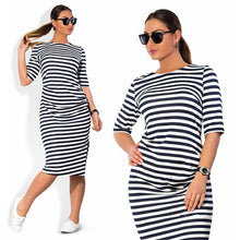 Women Striped Straight Dresses (Plus Size)