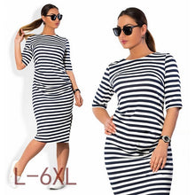 Women Striped Straight Dresses (Plus Size)