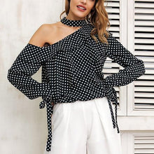 Women One Shoulder Polka Dot Blouse